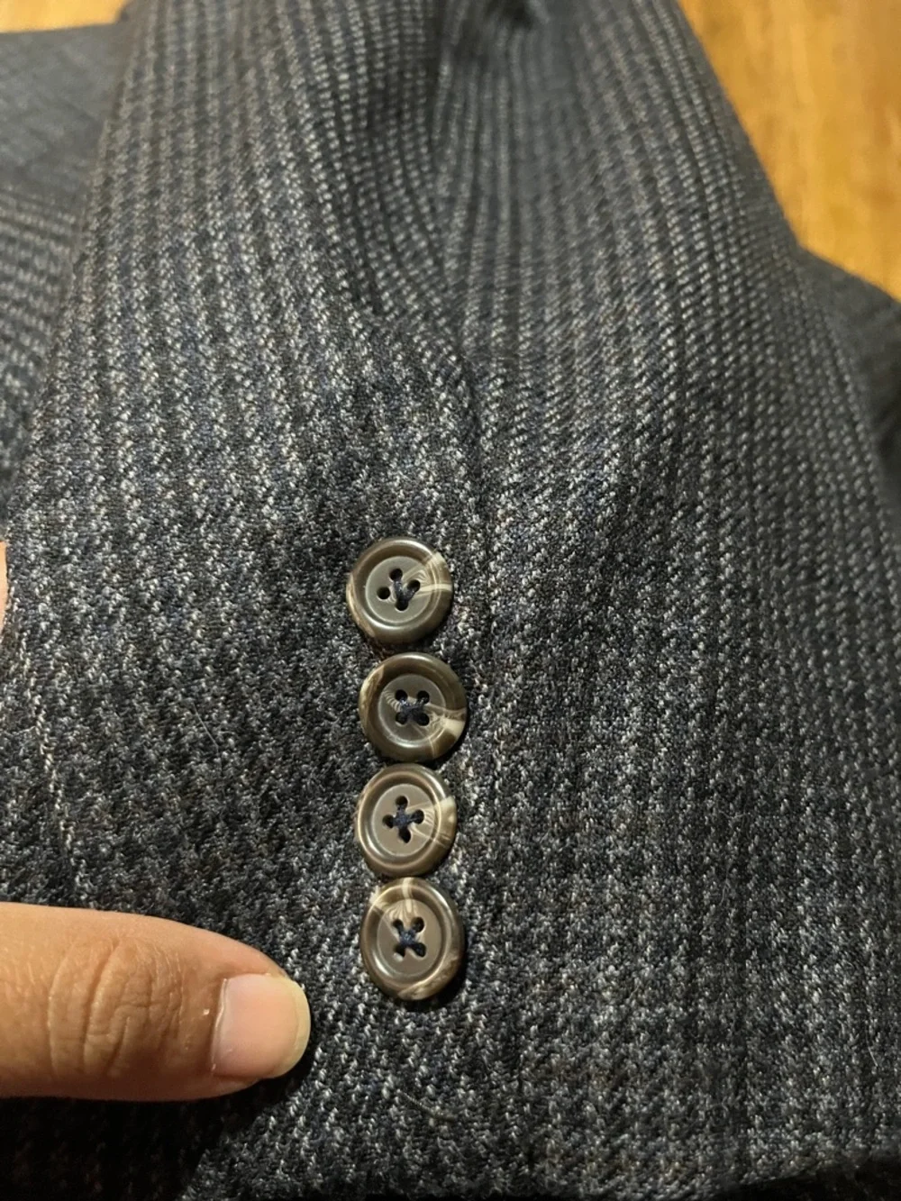 Chaps Mens 48 R 100% Lamb’s Wool Houndstooth Sport Coat Blazer black Blue